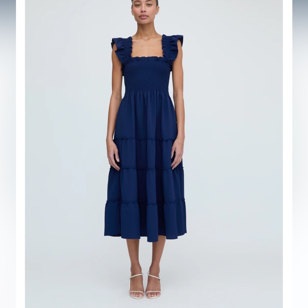 Hill House Navy Blue Smocked Midi Dress